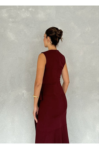 Asimetrik Kesim Eteği Ve Tek Kolu Volanlı Şık Özel Gün Kadın Davet Elbisesi