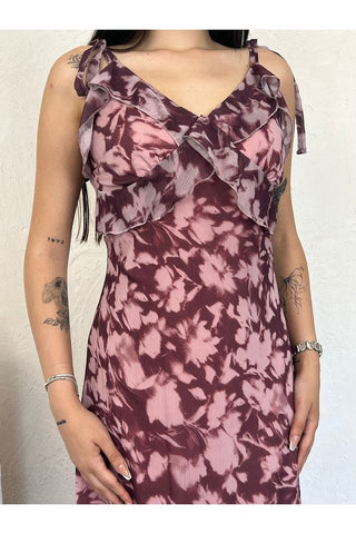 Desenli Askılı Uzun Boy Renkli Kadın Elbise