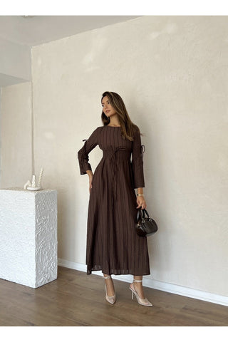 Gipeli Uzun Boy Özel Gün Günlük Uzun Kol Kadın Elbise