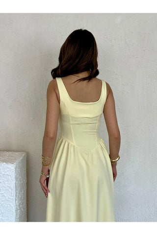 Kare Yaka Uzun Boy Günlük Özel Gün Kadın Elbise