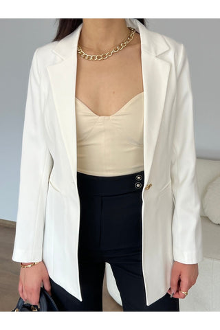 Fletolu Astarlı Slim Blazer Ceket