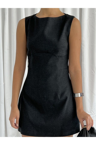 Sıfır Kol Bisiklet Yaka Özel Gün Günlük Kadın Astarlı Mini Elbise