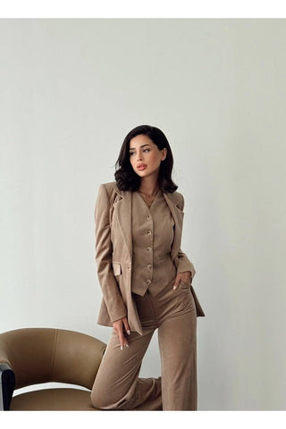 Fitilli Kadife Astarlı Kadın Blazer Ceket