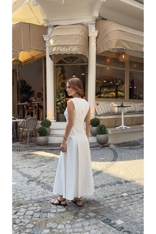 V Yaka Kolsuz Belden Oturan Atlas Maxi Kadın Günlük Özel Gün Elbise