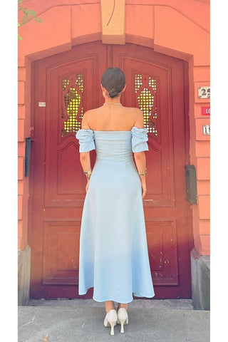 Düşük Kol Uzun Boy Straplez Özel Gün Düğün Kına Mezuniyet Nişan Kadın Elbise