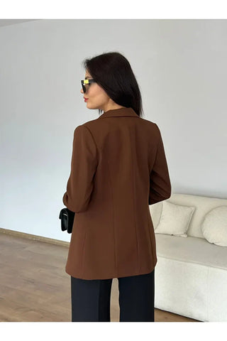 Fletolu Astarlı Slim Blazer Ceket