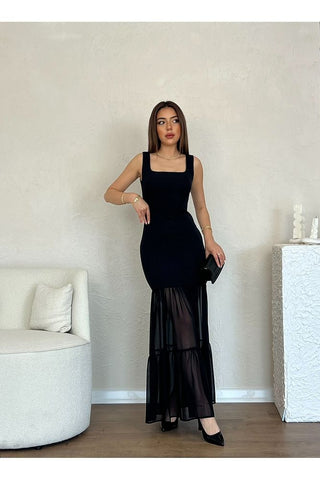 Etek Ucu Şifon Detaylı Abiye Mezuniyet Nikah Kadın Elbise