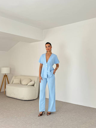 Keten Yelekli Takım-Mavi