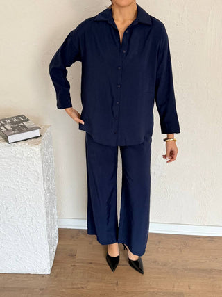 Oversize Modal Kadın Gömlek-Lacivert