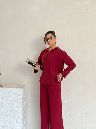 Oversize Modal Kadın Gömlek-Bordo